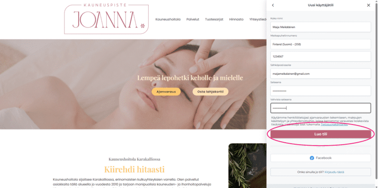 Kuvallinen Phorest-ohje tunnusten aktivointiin