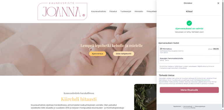 Ajanvaraus Phorestissa – ohje Kauneuspiste Joannan asiakkaille